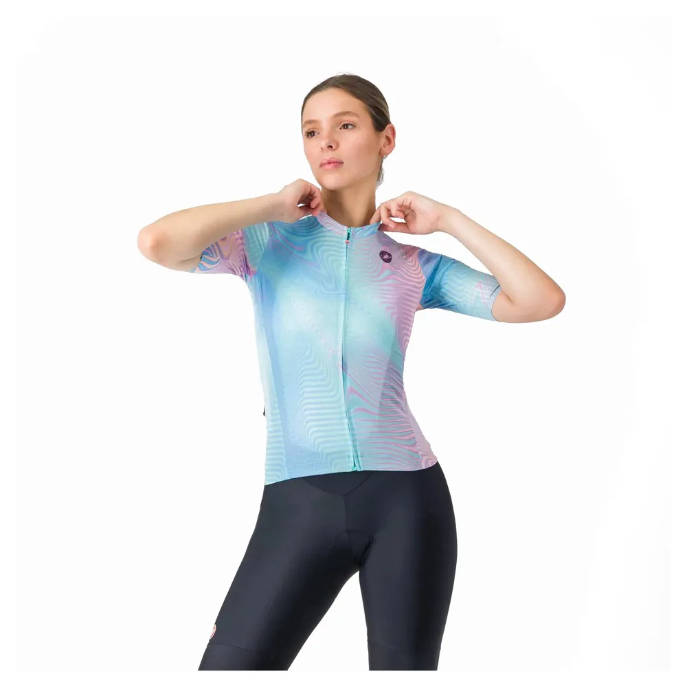 uPRISE Bikes Castelli Cosmic Vortex Women's Short Sleeve Jersey - Pink Green | Price match, 365 day returns, 18-Month Warranty, Finance Available & Free UK Delivery