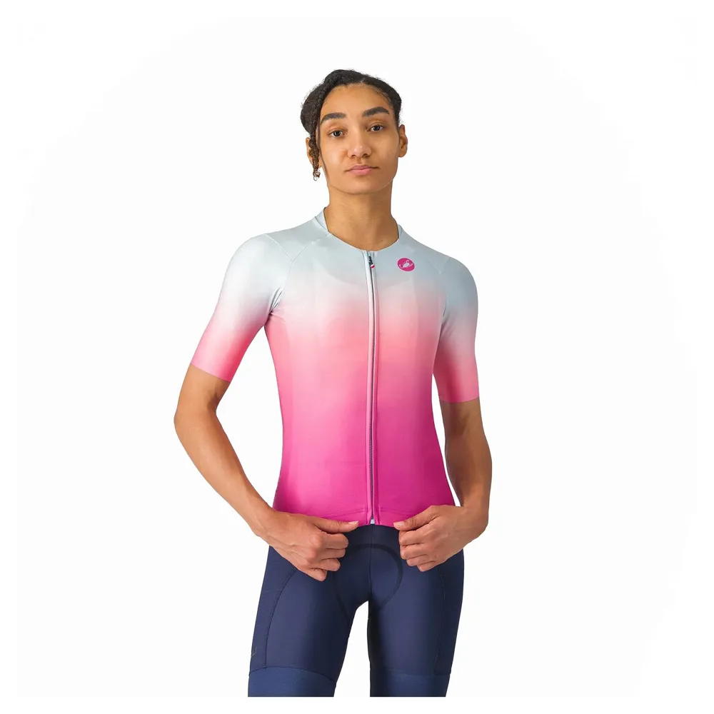 uPRISE Bikes Castelli UPF Women's Short Sleeve Jersey - Winter Sky/Violet Pink | Price match, 365 day returns, 18-Month Warranty, Finance Available & Free UK Delivery