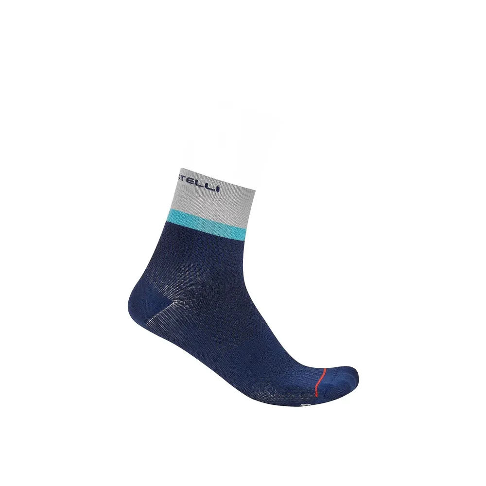 uPRISE Bikes Castelli Tonal Logo 12 Women's Socks - Belgian Blue/Silver Grey/Neon | Price match, 365 day returns, 18-Month Warranty, Finance Available & Free UK Delivery