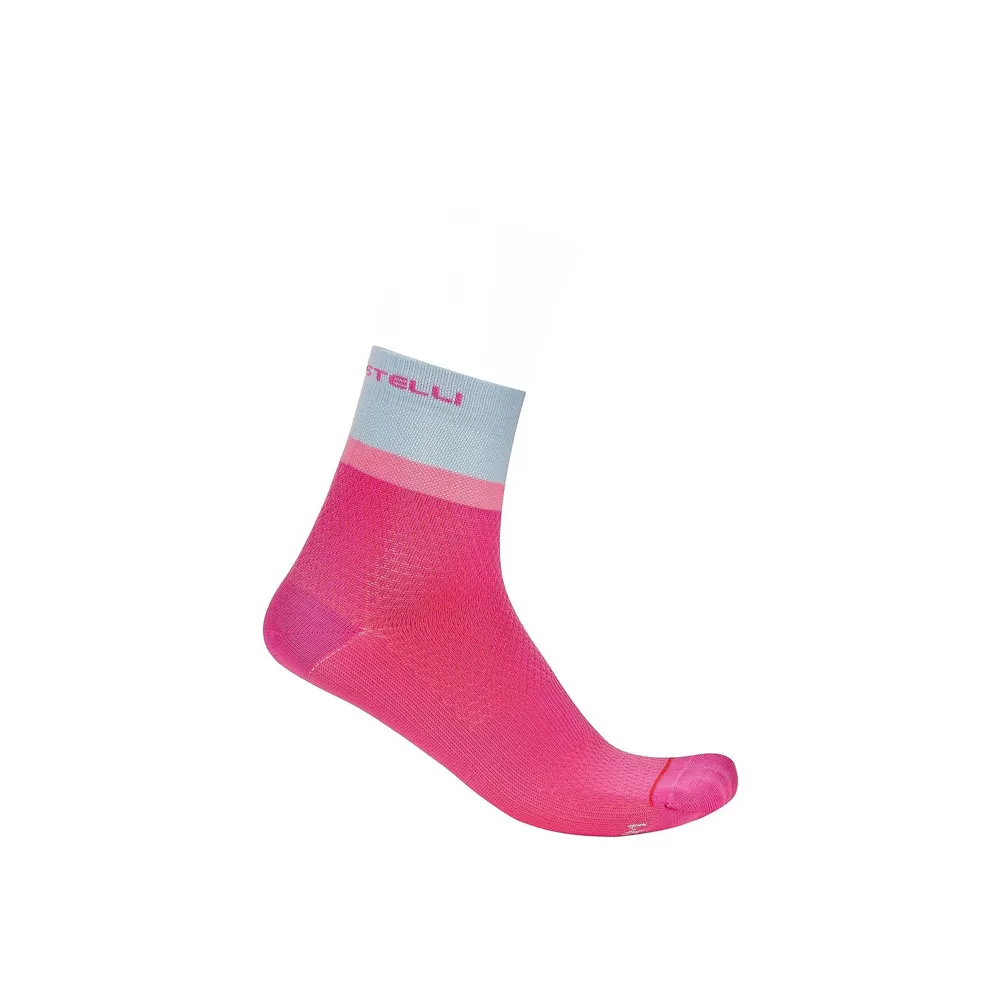 uPRISE Bikes Castelli Tonal Logo 12 Women's Socks - Violet Pink/Winter Sky/Rosa | Price match, 365 day returns, 18-Month Warranty, Finance Available & Free UK Delivery
