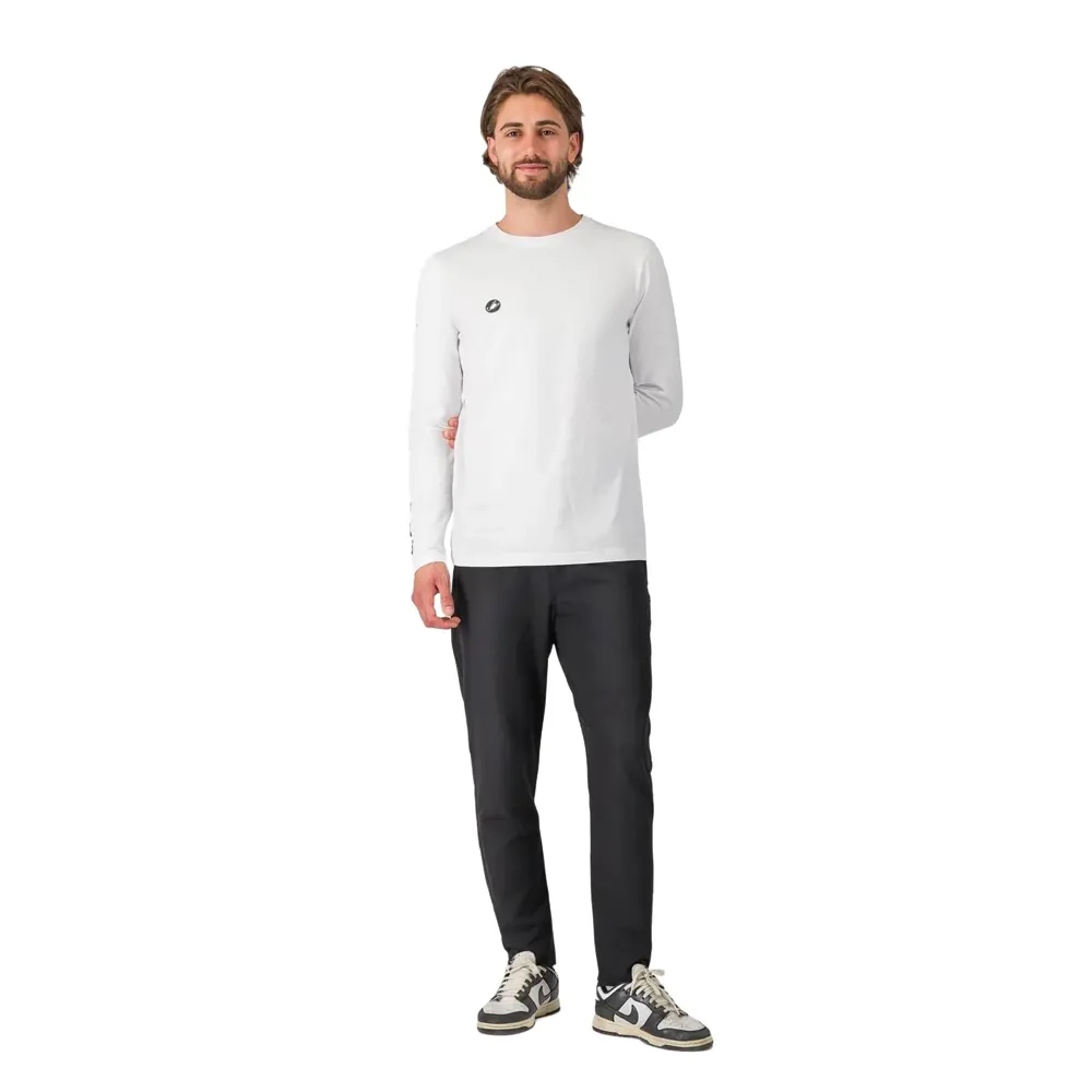 uPRISE Bikes Castelli Logo Men's Long Sleeve T-Shirt - White | Price match, 365 day returns, 18-Month Warranty, Finance Available & Free UK Delivery