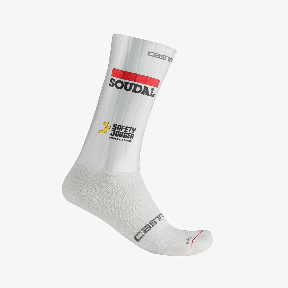 uPRISE Bikes Castelli Soudal Quick-Step Fast Feet 3 Socks - White | Price match, 365 day return s, 18-Month Warranty, Finance Available & Free UK Delivery