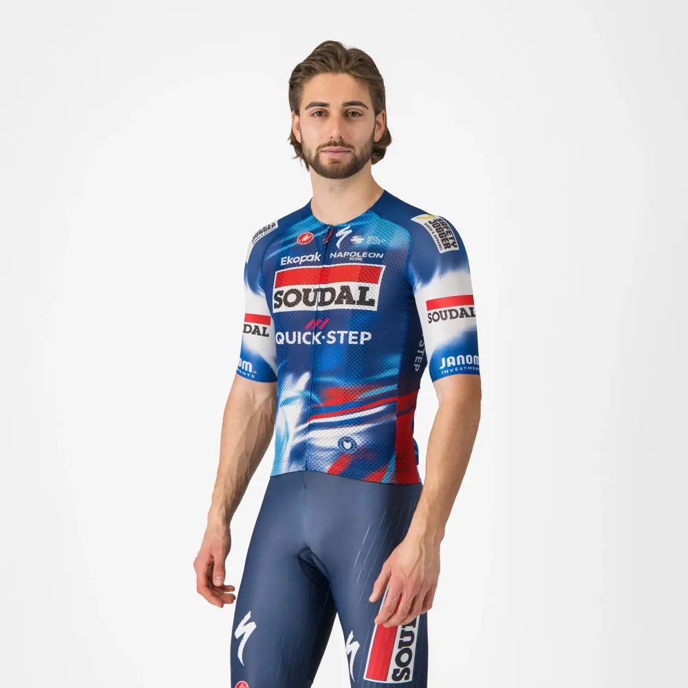 uPRISE Bikes Castelli Soudal Quick-Step Climber's A/C Men's Short Sleeve Jersey - Blue/Red | Price match, 365 day return s, 18-Month Warranty, Finance Available & Free UK Delivery