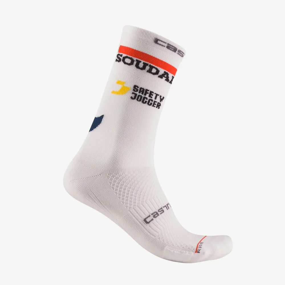 uPRISE Bikes Castelli Soudal Quick-Step Rosso Corsa Pro 18 Socks - White | Price match, 365 day return s, 18-Month Warranty, Finance Available & Free UK Delivery