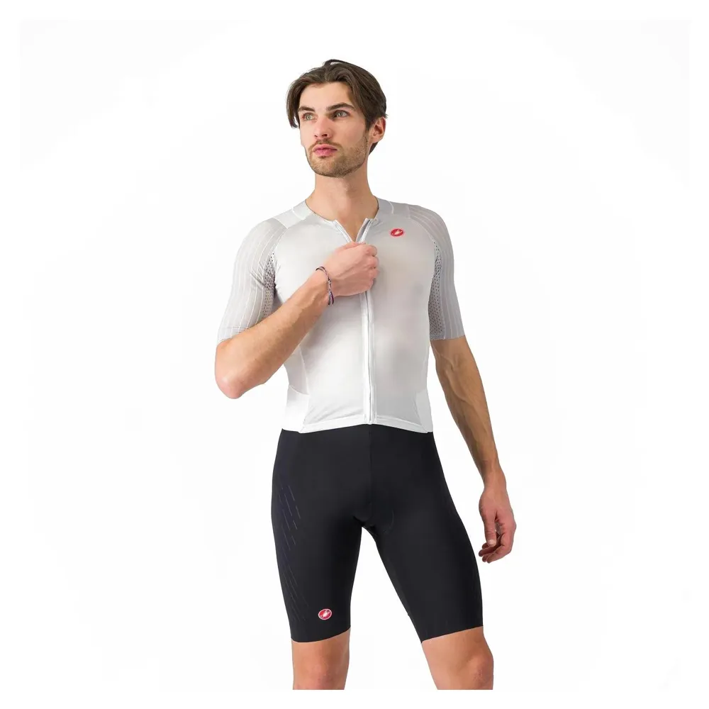 uPRISE Bikes Castelli Free Sanremo 3 Men's Short Sleeve Tri Suit - White/Black | Price match, 365 day returns, 18-Month Warranty, Finance Available & Free UK Delivery