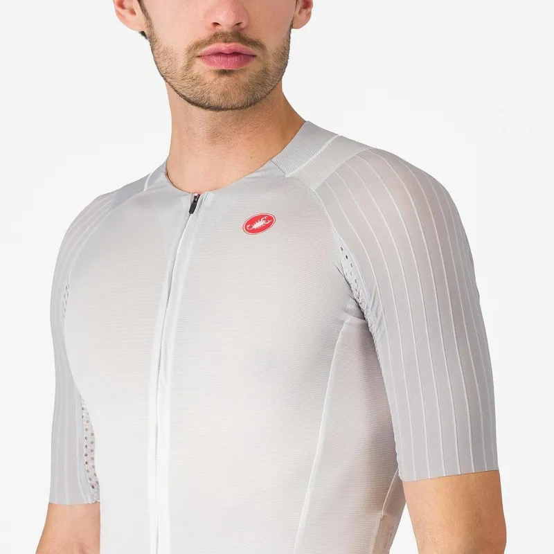 Castelli Free Sanremo 3 Men's Short Sleeve Tri Suit - White/Black-2