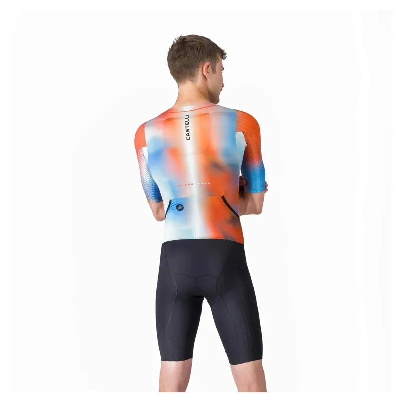 Castelli Free Sanremo 3 Men's Short Sleeve Tri Suit - Paprika/Winter Sky-1