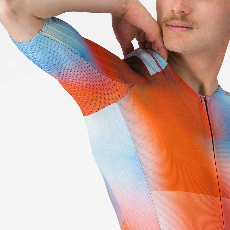 Castelli Free Sanremo 3 Men's Short Sleeve Tri Suit - Paprika/Winter Sky-4