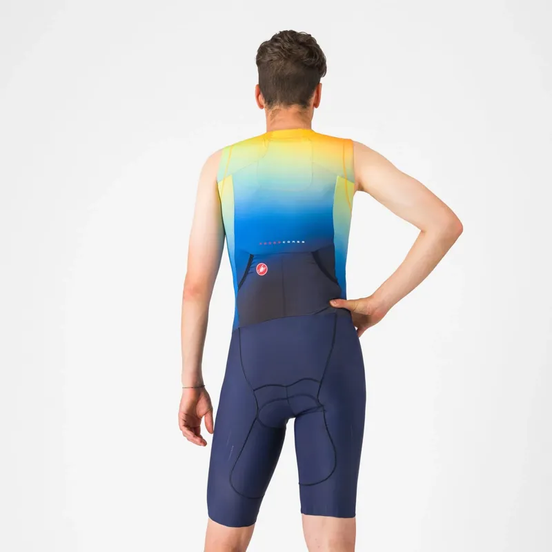 Castelli Free Sanremo 3 Men's Sleeveless Tri Suit - Belgian Blue/Vivid Orange-1