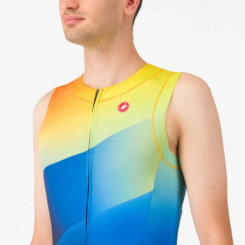 Castelli Free Sanremo 3 Men's Sleeveless Tri Suit - Belgian Blue/Vivid Orange-2