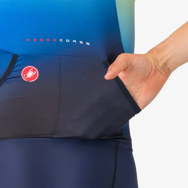 Castelli Free Sanremo 3 Men's Sleeveless Tri Suit - Belgian Blue/Vivid Orange-6