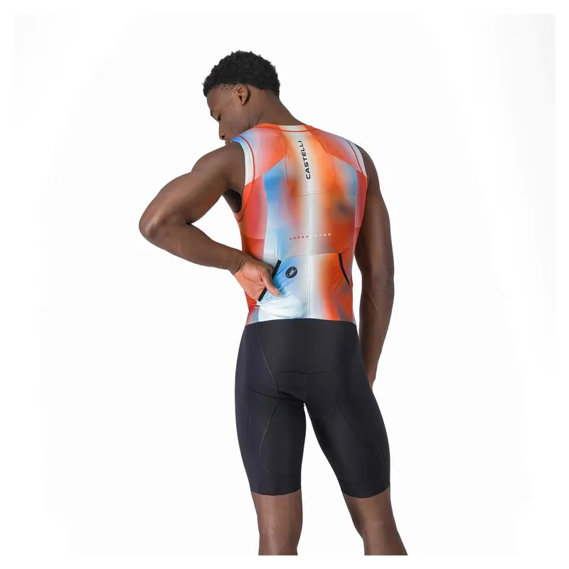Castelli Free Sanremo 3 Men's Sleeveless Tri Suit - Paprika/Winter Sky-1