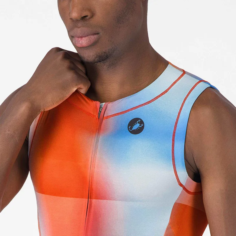 Castelli Free Sanremo 3 Men's Sleeveless Tri Suit - Paprika/Winter Sky-3