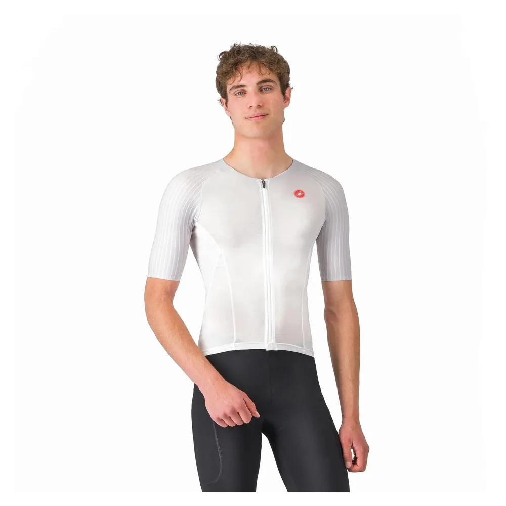 uPRISE Bikes Castelli Free Speed 3 Men's Race Top - White/Silver Grey | Price match, 365 day returns, 18-Month Warranty, Finance Available & Free UK Delivery