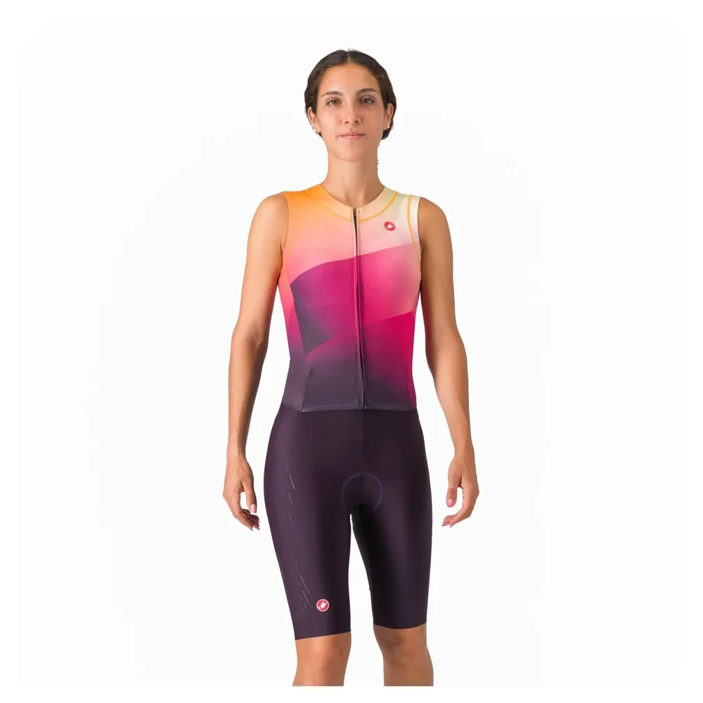 uPRISE Bikes Castelli Free Sanremo 3 Women's Sleeveless Tri Suit - Night Shade/Vivid Orange | Price match, 365 day returns, 18-Month Warranty, Finance Available & Free UK Delivery