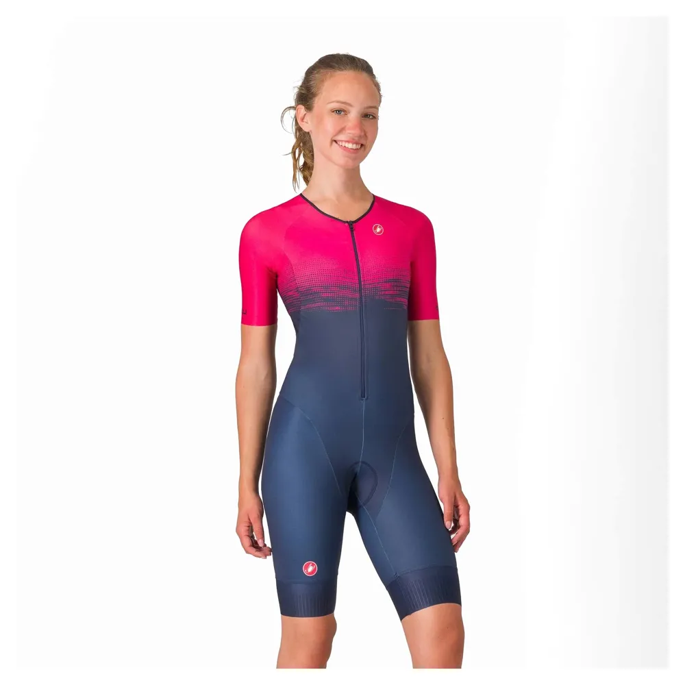 uPRISE Bikes Castelli Core Women's Short Sleeve Tri Suit - Belgian Blue/Bright Rose | Price match, 365 day returns, 18-Month Warranty, Finance Available & Free UK Delivery