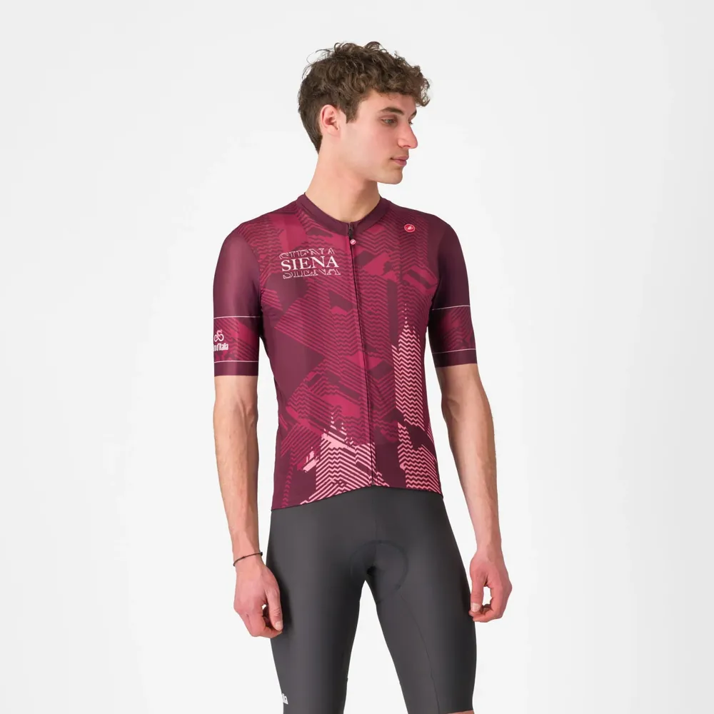 uPRISE Bikes Castelli Giro Siena Jersey Men's Short Sleeve Jersey - Bordo Scuro/Rosa Giro | Price match, 365 day return s, 18-Month Warranty, Finance Available & Free UK Delivery