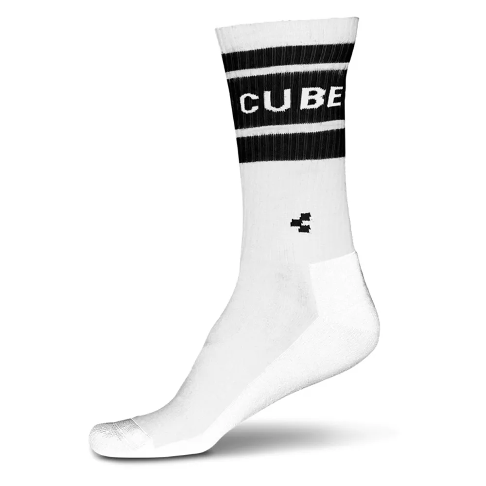 uPRISE Bikes Cube After Race High Cut Socks - White/Black | Price match, 365 day return s, 18-Month Warranty, Finance Available & Free UK Delivery
