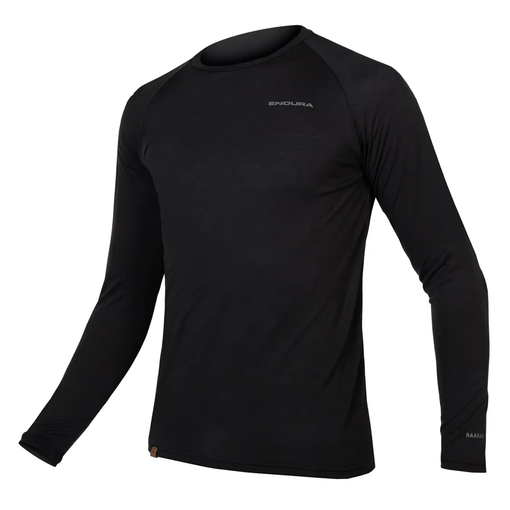 uPRISE Bikes Endura BaaBaa Blend Men's Long Sleeve Baselayer - Black | Price match, 365 day return s, 18-Month Warranty, Finance Available & Free UK Delivery