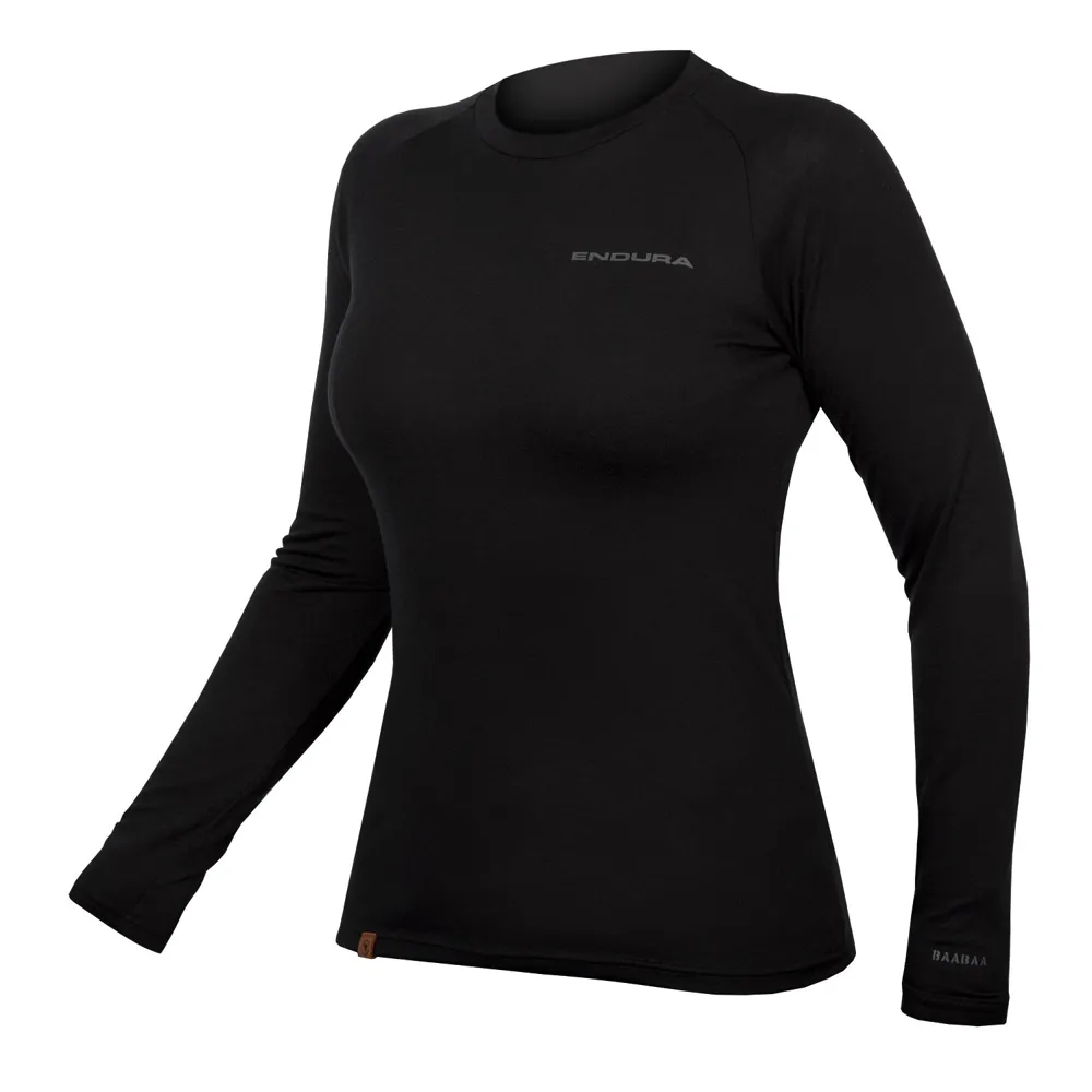 uPRISE Bikes Endura BaaBaa Blend Women's Long Sleeve Baselayer - Black | Price match, 365 day return s, 18-Month Warranty, Finance Available & Free UK Delivery