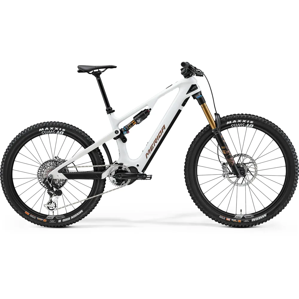 uPRISE Bikes Merida eOne-Sixty 10K 27.5/29 2024 Carbon Electric MTB - White/Bronze | Price match, 365 day return s, 18-Month Warranty, Finance Available & Free UK Delivery