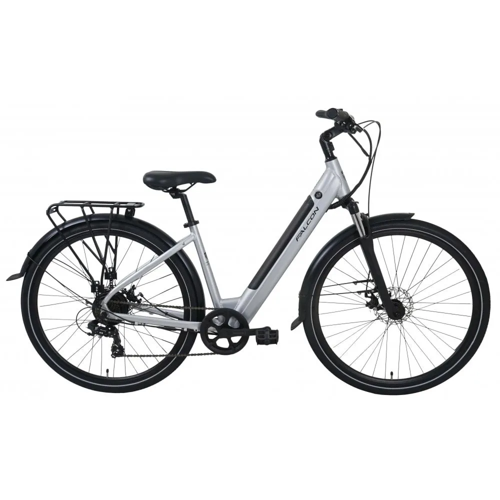 uPRISE Bikes Falcon Horizon Low Step 2024 Women's Electric Hybrid Bike - Silver | Price match, 365 day return s, 18-Month Warranty, Finance Available & Free UK Delivery