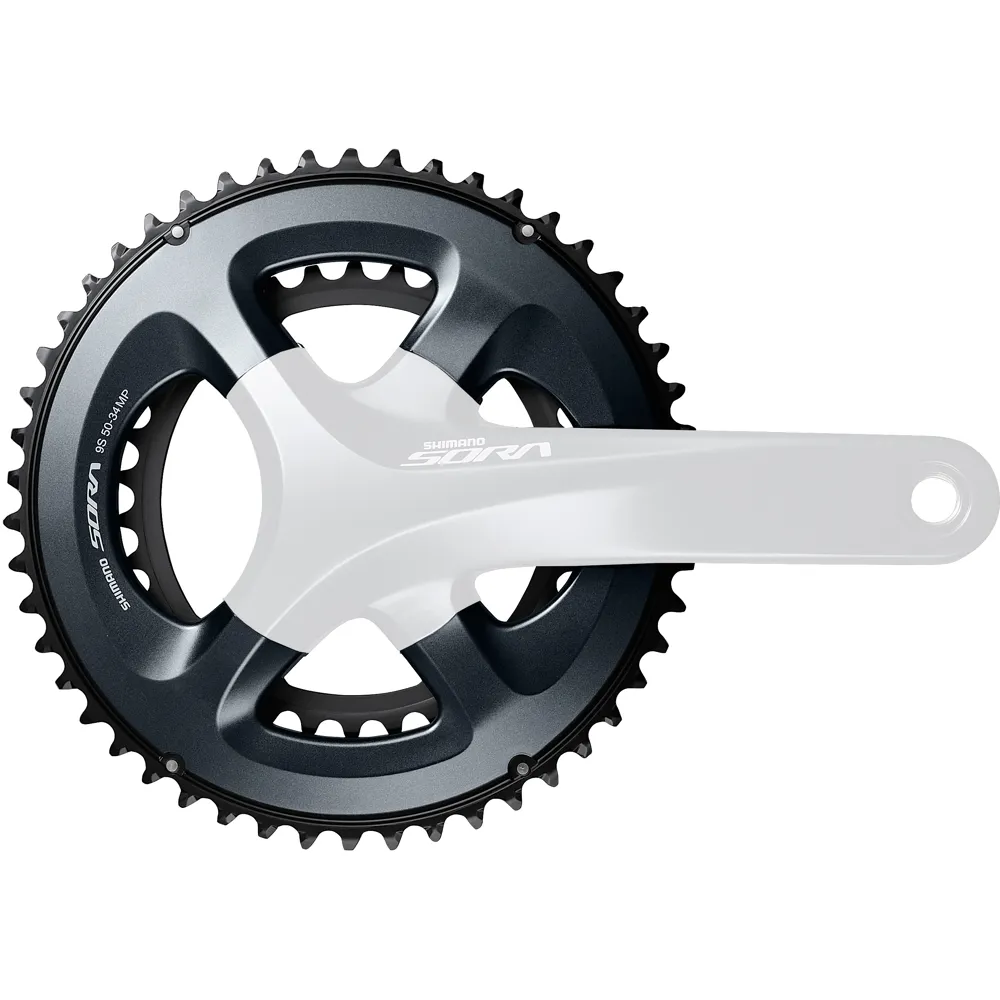 uPRISE Bikes Shimano FC-R3000 Sora 9 speed double outer chainring 50T-MP for 50-34T | Price match, 365 day return s, 18-Month Warranty, Finance Available & Free UK Delivery