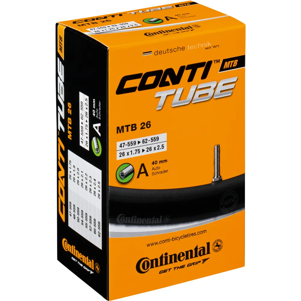 uPRISE Bikes Continental MTB 26 inch Inner Tube - 26 X 1.75 - 2.5 inch - Schrader | Price match, 365 day return s, 18-Month Warranty, Finance Available & Free UK Delivery
