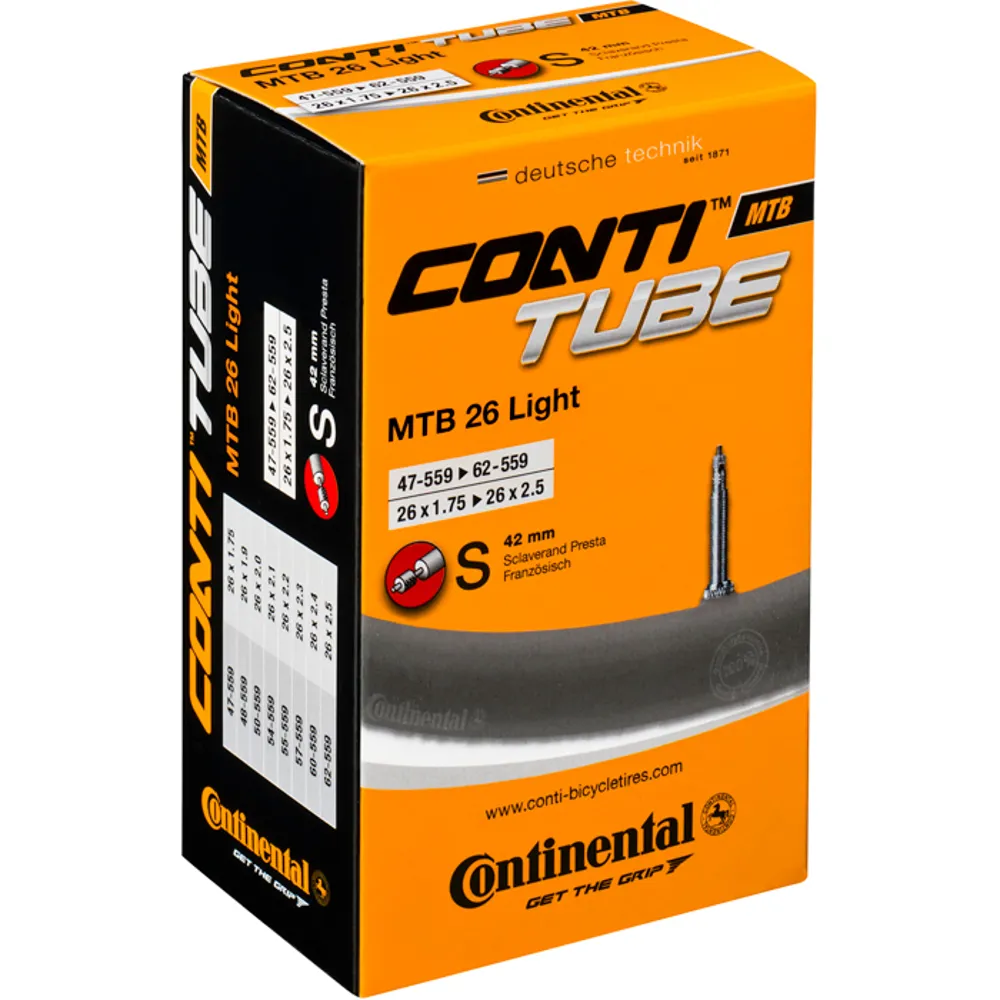 uPRISE Bikes Continental MTB 26 inch Light Inner Tube - 26 x 1.75-2.5 inch - Presta | Price match, 365 day return s, 18-Month Warranty, Finance Available & Free UK Delivery