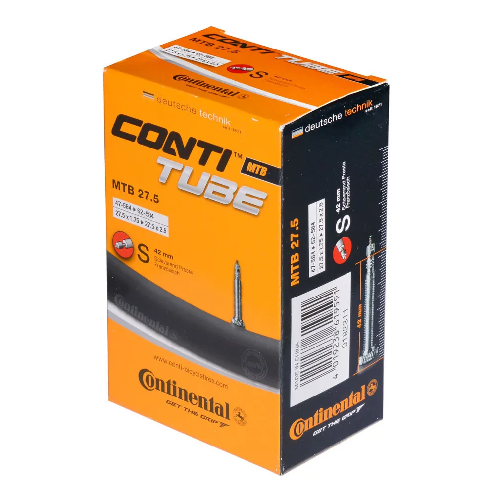 uPRISE Bikes Continental MTB 650b/27.5 Inner Tube - 27.5 x 1.75-2.4 inch - Schrader | Price match, 365 day return s, 18-Month Warranty, Finance Available & Free UK Delivery