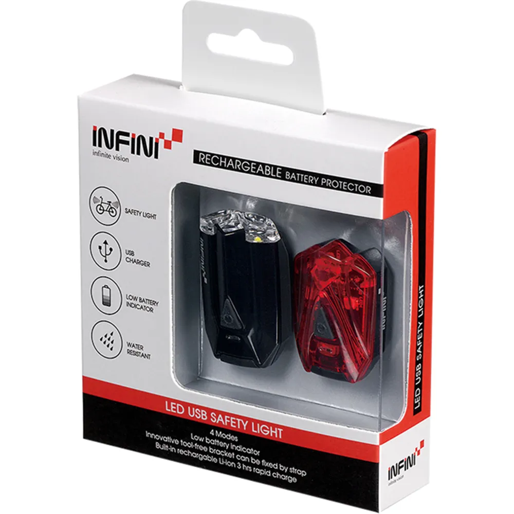 uPRISE Bikes Infini Lava Twin Pack Micro Front and Rear USB Light Set | Price match, 365 day return s, 18-Month Warranty, Finance Available & Free UK Delivery