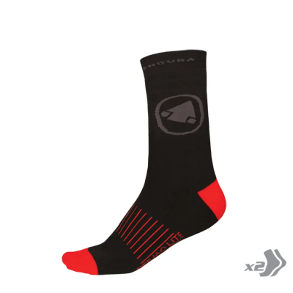 uPRISE Bikes Endura Thermolite II Socks - Twin Pack - Black | Price match, 365 day return s, 18-Month Warranty, Finance Available & Free UK Delivery