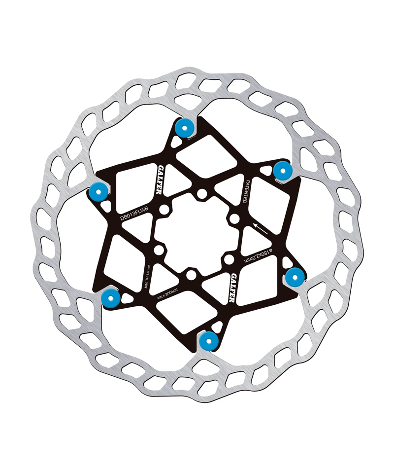 Galfer Wave Floating Disc Rotor - 6 Bolt - 180 x 2.00mm - Blue Pins