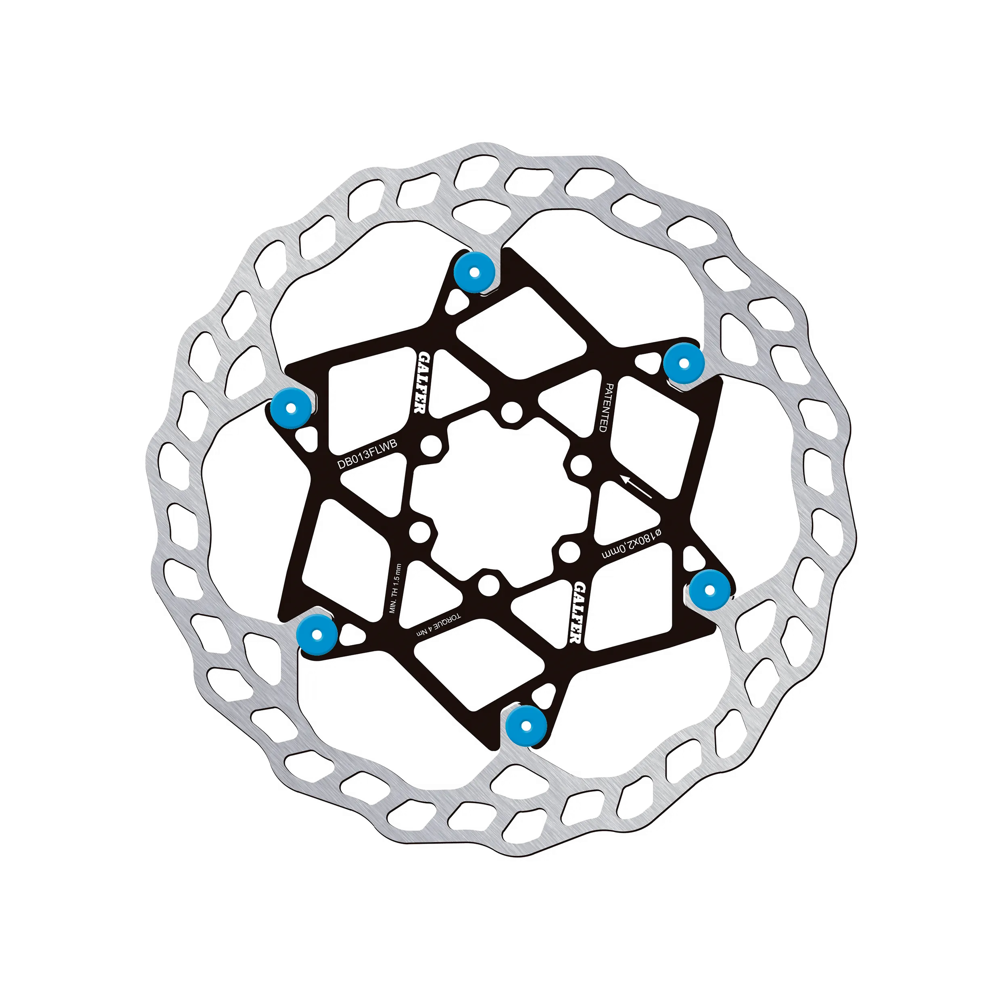 uPRISE Bikes Galfer Wave Floating Disc Rotor - 6 Bolt - 180 x 2.00mm - Blue Pins | Price match, 365 day return s, 18-Month Warranty, Finance Available & Free UK Delivery