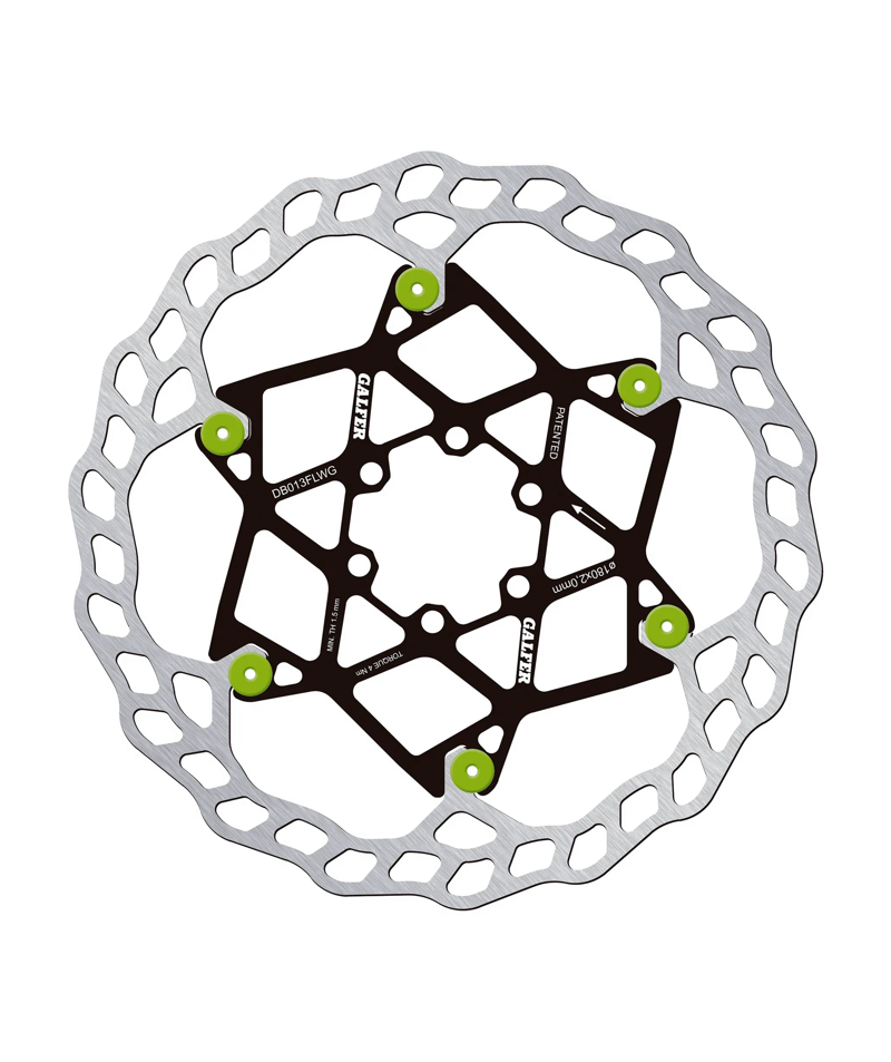 Galfer Wave Floating Disc Rotor - 6 Bolt - 180 x 2.00mm - Green Pins