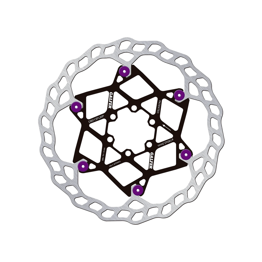 uPRISE Bikes Galfer Wave Floating Disc Rotor - 6 Bolt - 180 x 2.00mm - Purple Pins | Price match, 365 day return s, 18-Month Warranty, Finance Available & Free UK Delivery