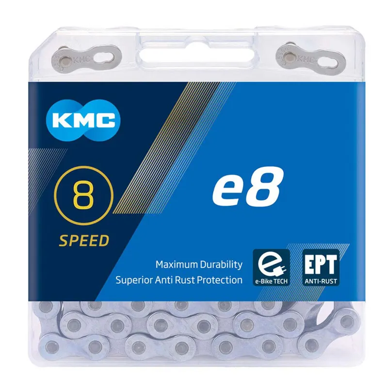 KMC E8 Turbo EPT 8-Speed Chain - 122 Link - Silver-1