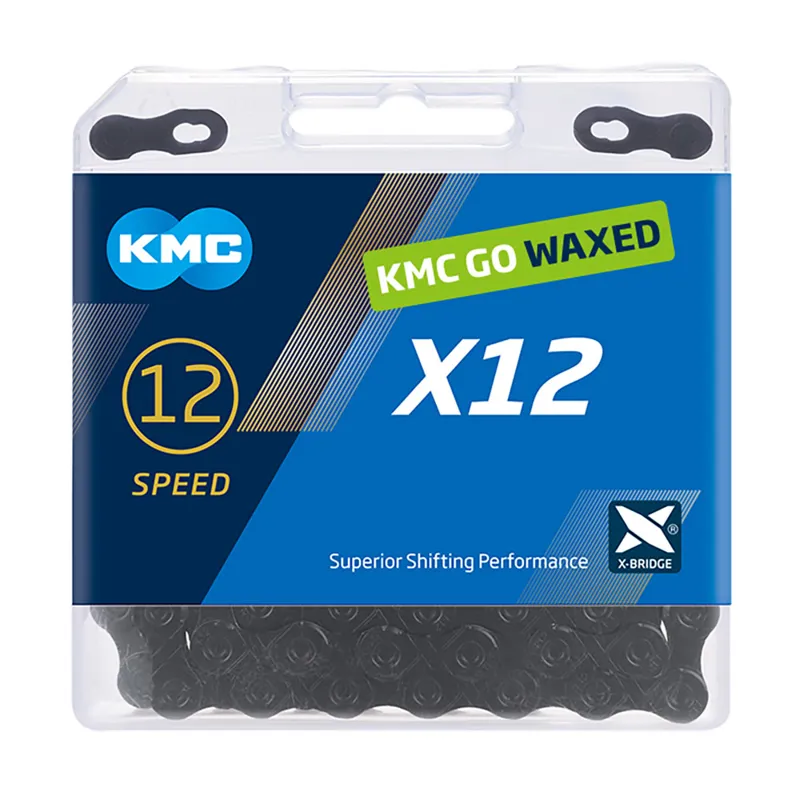 KMC X12 BlackTech Pre-Waxed 12-Speed Chain - 126 Link - Black-1