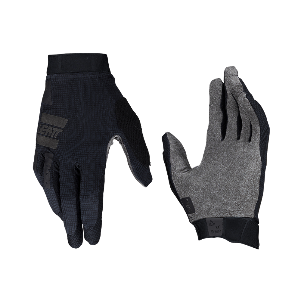 uPRISE Bikes Leatt 1.0 GripR Long Finger Gloves - Stealth Black/Grey | Price match, 365 day return s, 18-Month Warranty, Finance Available & Free UK Delivery