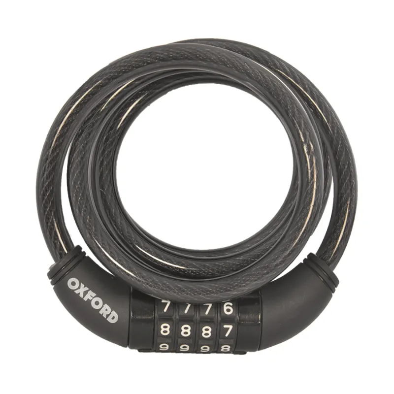 Oxford Combi Coil 10 Combination Cable Lock - 1.5m x 10mm - Black