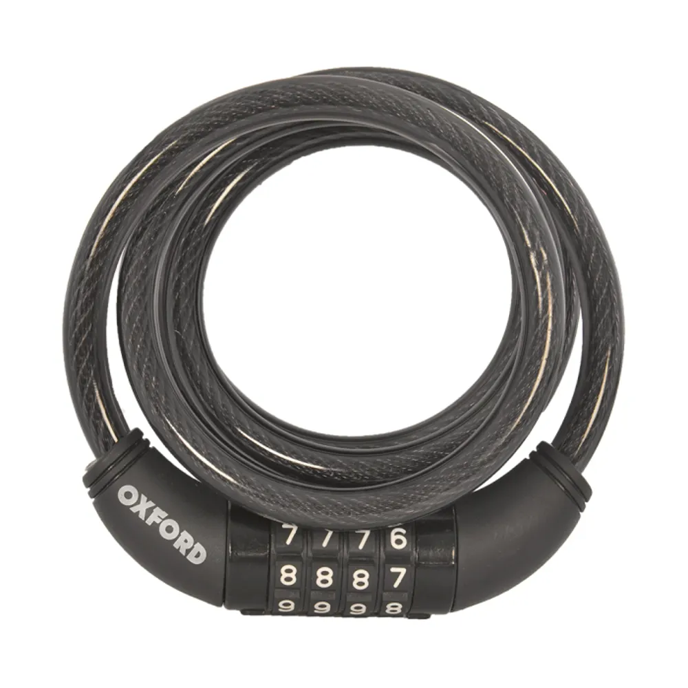 uPRISE Bikes Oxford Combi Coil 10 Combination Cable Lock - 1.5m x 10mm - Black | Price match, 365 day returns, 18-Month Warranty, Finance Available & Free UK Delivery