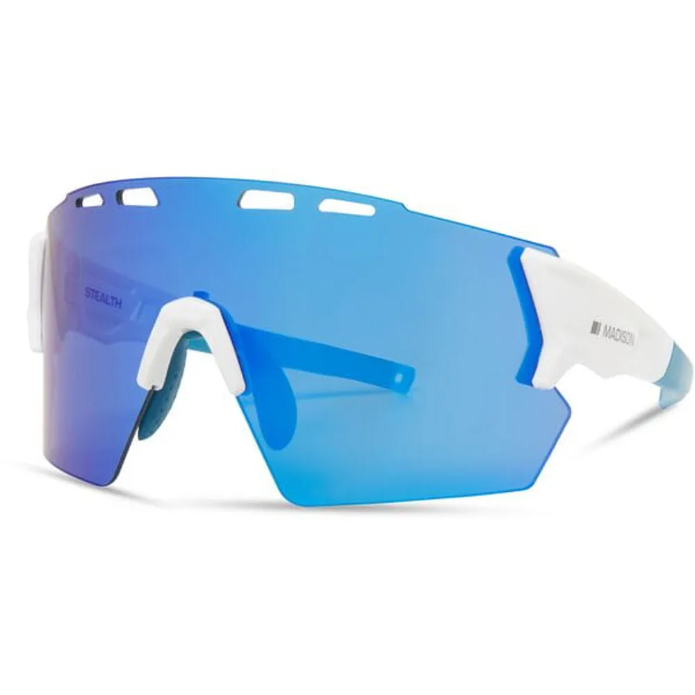 uPRISE Bikes Madison Stealth Sunglasses - Gloss White/Blue Mirror Lens | Price match, 365 day return s, 18-Month Warranty, Finance Available & Free UK Delivery