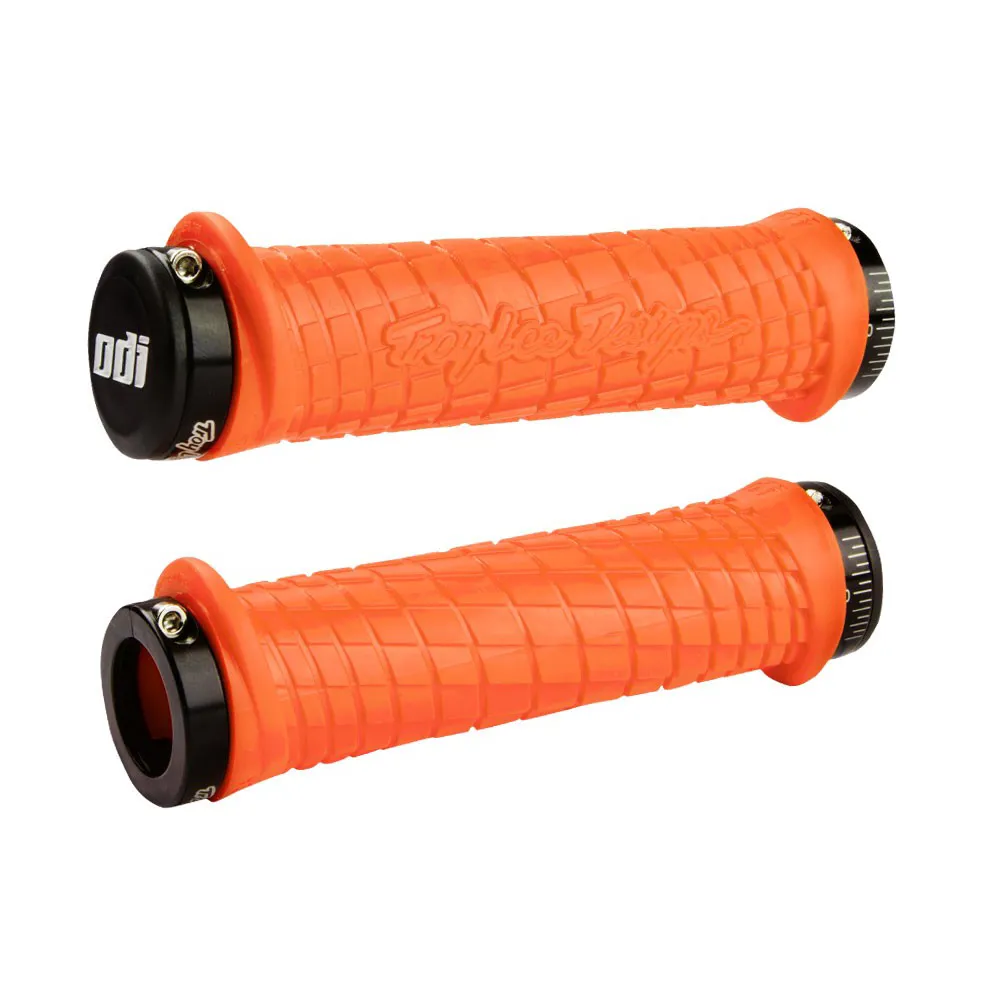 uPRISE Bikes ODI Troy Lee Designs MTB Lock-On Grips - 130mm - Orange/Black | Price match, 365 day return s, 18-Month Warranty, Finance Available & Free UK Delivery