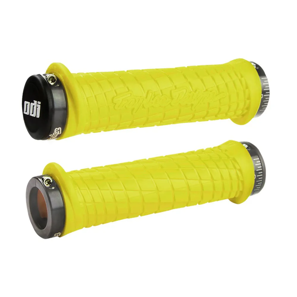 uPRISE Bikes ODI Troy Lee Designs MTB Lock-On Grips - 130mm - Yellow/Grey | Price match, 365 day return s, 18-Month Warranty, Finance Available & Free UK Delivery