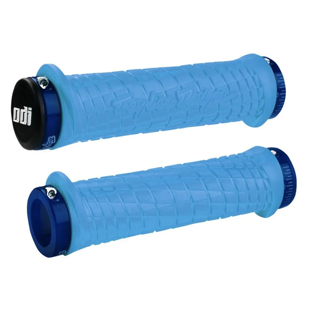 uPRISE Bikes ODI Troy Lee Designs MTB Lock-On Grips - 130mm - Aqua/Blue | Price match, 365 day return s, 18-Month Warranty, Finance Available & Free UK Delivery