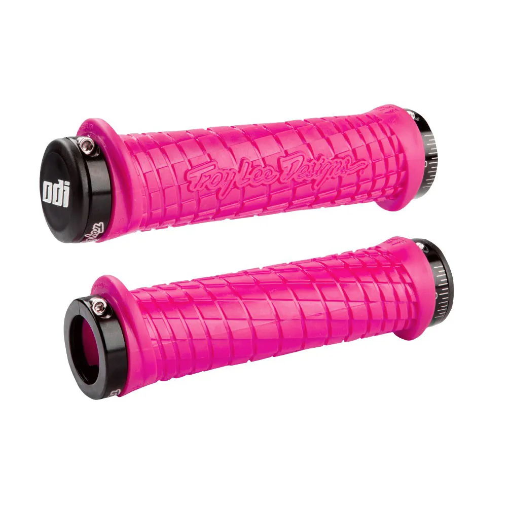 uPRISE Bikes ODI Troy Lee Designs MTB Lock-On Grips - 130mm - Pink/Black | Price match, 365 day return s, 18-Month Warranty, Finance Available & Free UK Delivery