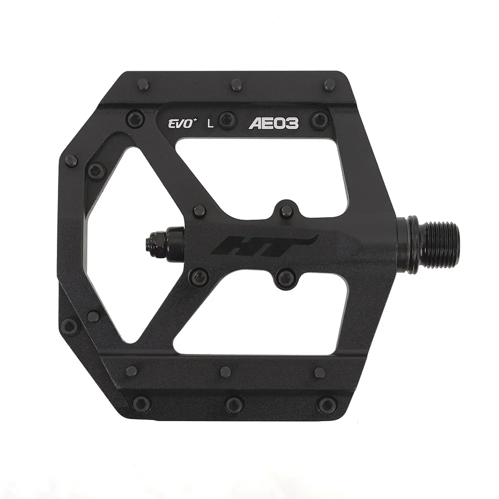 uPRISE Bikes HT Components AE03 Flat MTB Pedals - Stealth Black | Price match, 365 day return s, 18-Month Warranty, Finance Available & Free UK Delivery