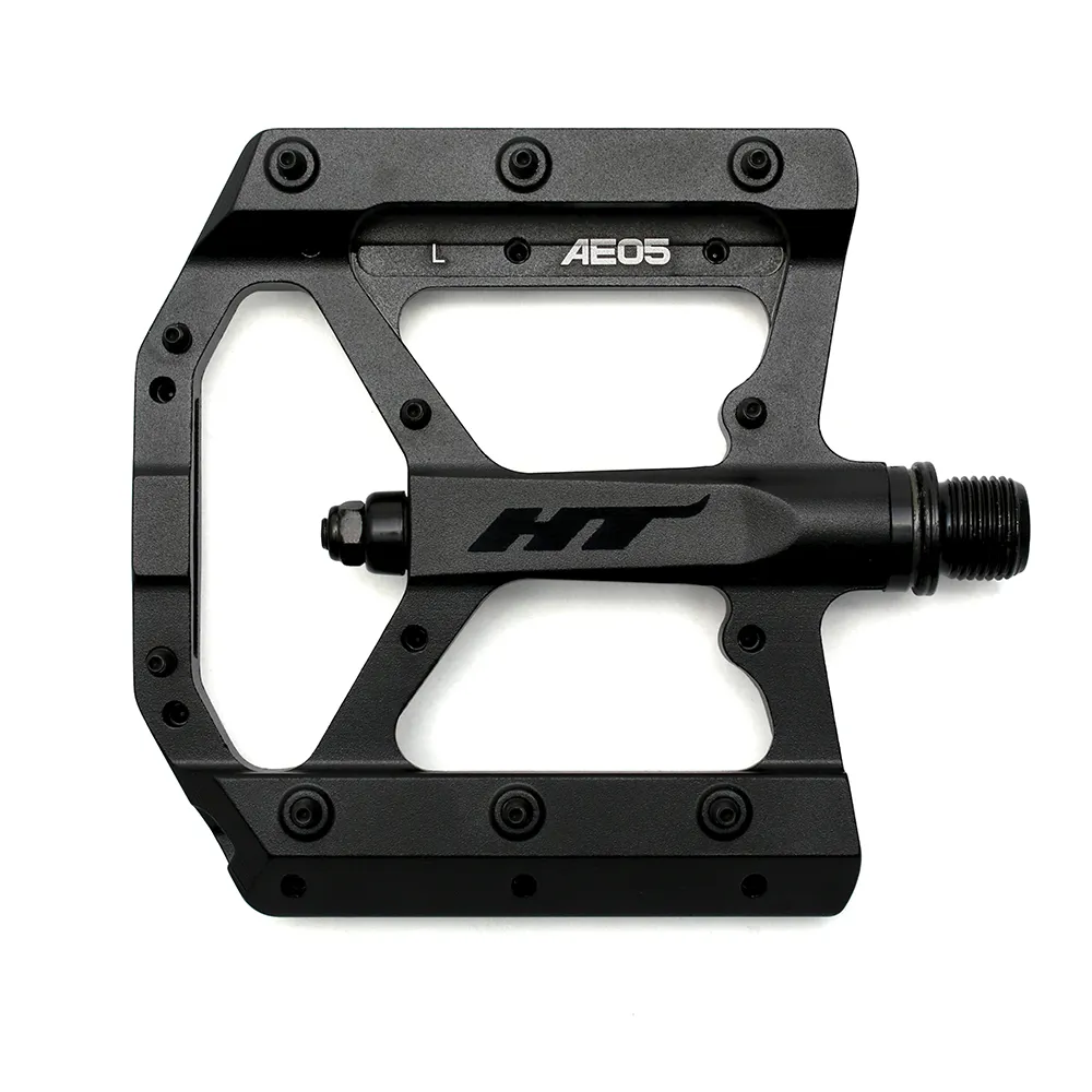 uPRISE Bikes HT Components AE05 Flat MTB Pedals - Stealth Black | Price match, 365 day return s, 18-Month Warranty, Finance Available & Free UK Delivery