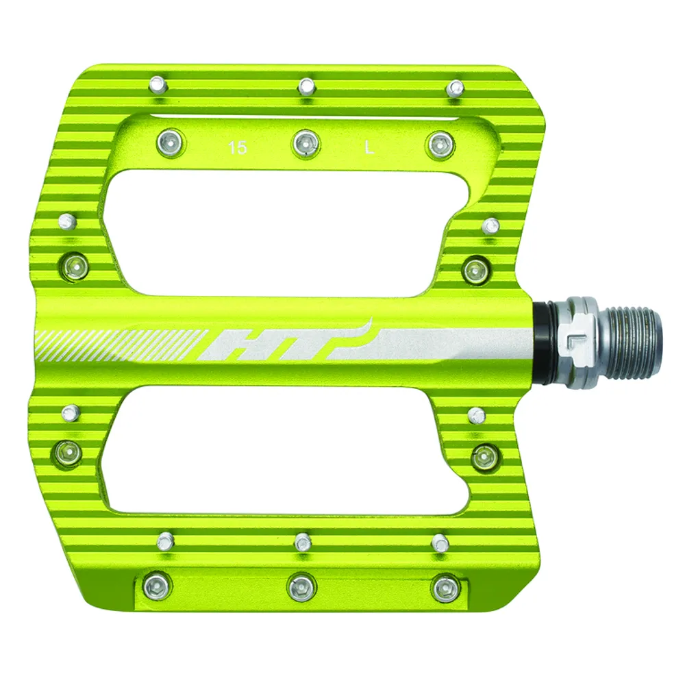 uPRISE Bikes HT Components ANS01 Alloy Flat MTB Pedals - Green | Price match, 365 day return s, 18-Month Warranty, Finance Available & Free UK Delivery