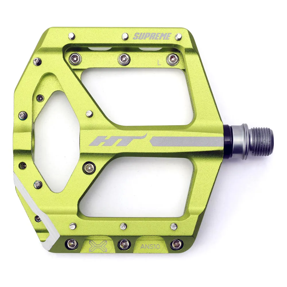 uPRISE Bikes HT Components ANS-10 Supreme Flat MTB Pedals - Green | Price match, 365 day return s, 18-Month Warranty, Finance Available & Free UK Delivery